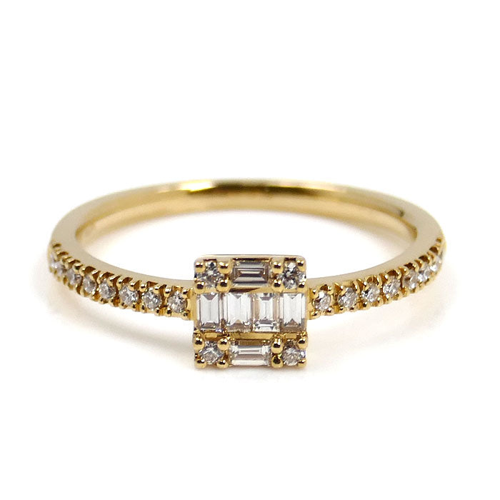 BELLESIORA K18YG イエローゴールド スクエア リング・指輪 ダイヤモンド0.24ct 9号 1.8g レディース【中古】