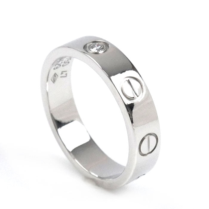 CARTIER カルティエ K18WG ホワイトゴールド ミニラブ 1Pﾀﾞｲﾔ リング・指輪 B4050547 ダイヤモンド 7号 47 4.1g レディース【中古】【美品】