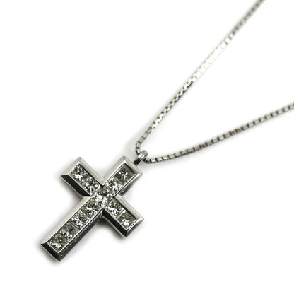 ゆきざき Pt900プラチナ Pt850プラチナ リッチクロス ネックレス W50217.2.2 ダイヤモンド0.50ct 4.2g ～50cm フリーチェーン レディース【中古】