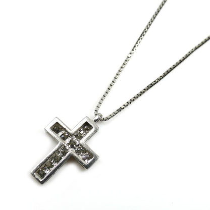 ゆきざき Pt900プラチナ Pt850プラチナ リッチクロス ネックレス W50217.2.2 ダイヤモンド0.50ct 4.2g ～50cm フリーチェーン レディース【中古】