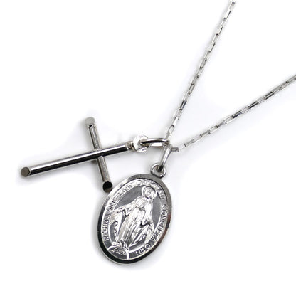 UNOAERRE ウノアエレ K18WG ホワイトゴールド クロス/マリア ネックレス 小豆 7.2g 45cm カットアズキ ユニセックス【中古】