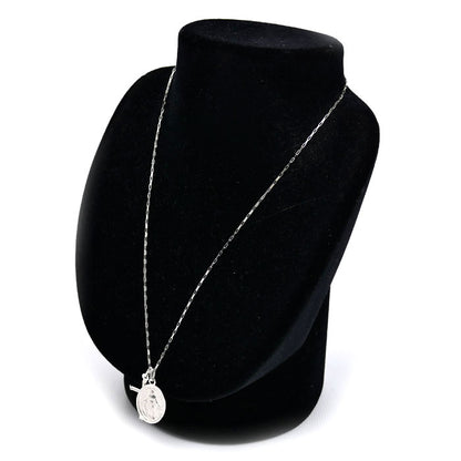 UNOAERRE ウノアエレ K18WG ホワイトゴールド クロス/マリア ネックレス 小豆 7.2g 45cm カットアズキ ユニセックス【中古】