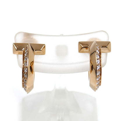 TIFFANY&Co. ティファニー K18PG ピンクゴールド Tワン フープ ピアス 69782981 ダイヤモンド0.20ct/0.20ct 6.6g エクストラスモール レディース【中古】【美品】