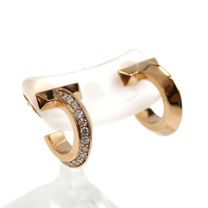 TIFFANY&Co. ティファニー K18PG ピンクゴールド Tワン フープ ピアス 69782981 ダイヤモンド0.20ct/0.20ct 6.6g エクストラスモール レディース【中古】【美品】