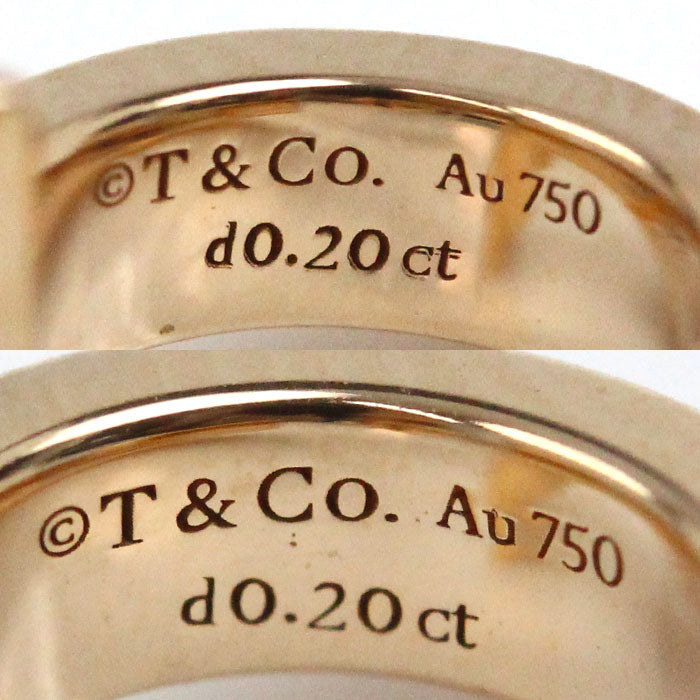 TIFFANY&Co. ティファニー K18PG ピンクゴールド Tワン フープ ピアス 69782981 ダイヤモンド0.20ct/0.20ct 6.6g エクストラスモール レディース【中古】【美品】
