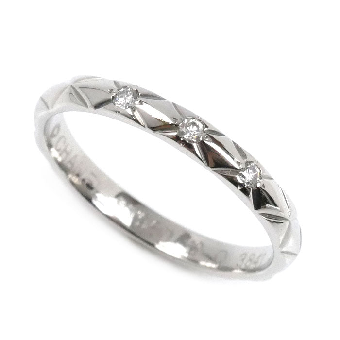 CHANEL シャネル Pt950プラチナ マトラッセ 3Pダイヤ リング・指輪 J2821 ダイヤモンド 10.5号 51 2.8g レディース【中古】【美品】