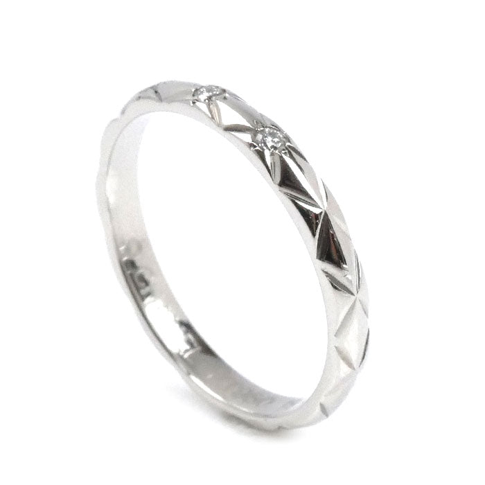 CHANEL シャネル Pt950プラチナ マトラッセ 3Pダイヤ リング・指輪 J2821 ダイヤモンド 10.5号 51 2.8g レディース【中古】【美品】