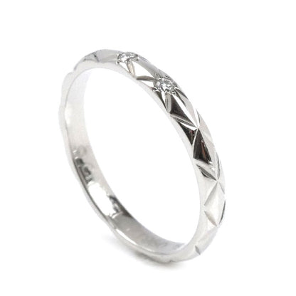 CHANEL シャネル Pt950プラチナ マトラッセ 3Pダイヤ リング・指輪 J2821 ダイヤモンド 10.5号 51 2.8g レディース【中古】【美品】