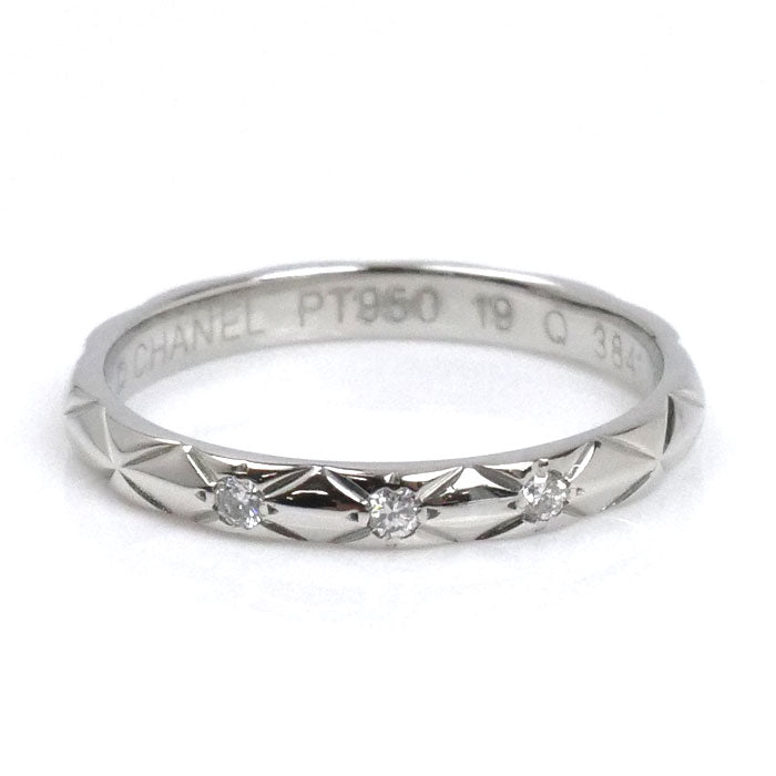 CHANEL シャネル Pt950プラチナ マトラッセ 3Pダイヤ リング・指輪 J2821 ダイヤモンド 10.5号 51 2.8g レディース【中古】【美品】