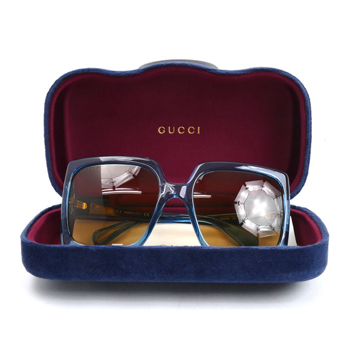 GUCCI グッチ サングラス ブラウン ブルー GG0876S 004 60□20-130 レディース【中古】