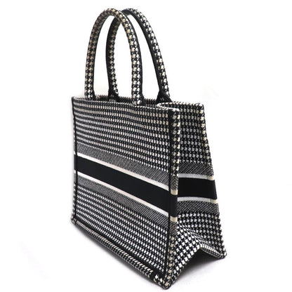Dior ディオール ブックトート ミディアム トートバッグ ホワイト/ブラック M1296ZTQT_M911 千鳥格子 レディース【中古】