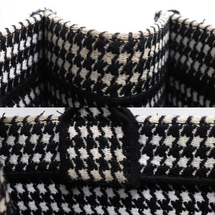 Dior ディオール ブックトート ミディアム トートバッグ ホワイト/ブラック M1296ZTQT_M911 千鳥格子 レディース【中古】