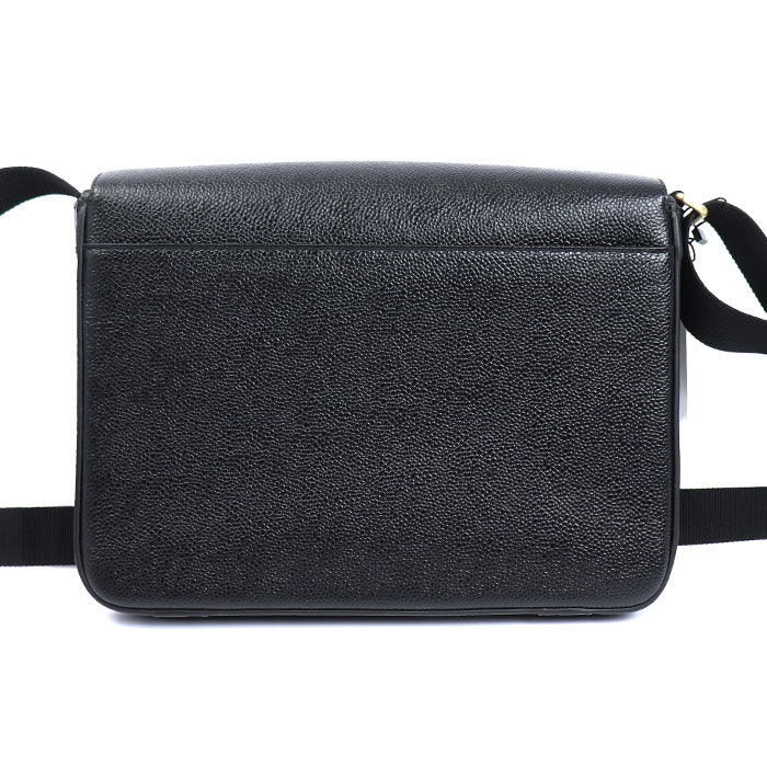 THOM BROWNE トムブラウン ペブルグレイン リポーター ショルダーバッグ ブラック MAG143B-00198-001 メンズ【中古】【極美品】