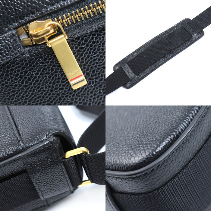THOM BROWNE トムブラウン ペブルグレイン リポーター ショルダーバッグ ブラック MAG143B-00198-001 メンズ【中古】【極美品】