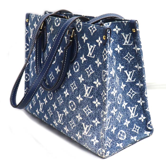 LOUIS VUITTON ルイ・ヴィトン オンザゴー MM 2Wayショルダーバッグ ブルー M59608 IC レディース【中古】【美品】