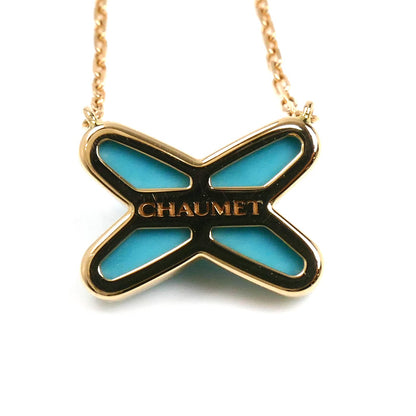 Chaumet ショーメ K18PG ピンクゴールド ジュ ドゥ リアン ネックレス 082932 ターコイズ ダイヤモンド 3.1g 38/40/42cm レディース【中古】【美品】
