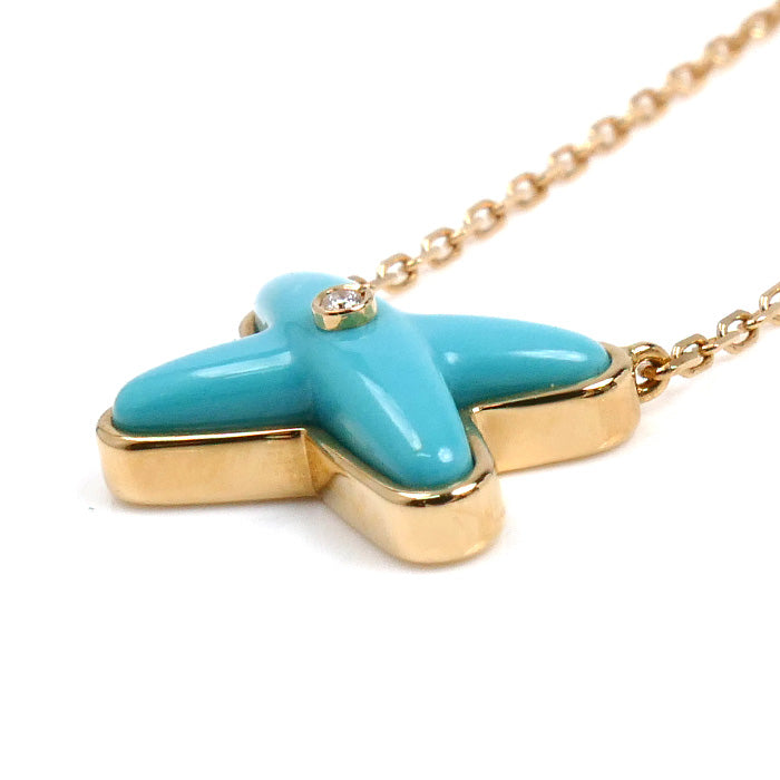 Chaumet ショーメ K18PG ピンクゴールド ジュ ドゥ リアン ネックレス 082932 ターコイズ ダイヤモンド 3.1g 38/40/42cm レディース【中古】【美品】