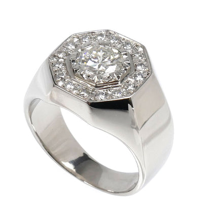 Pt900プラチナ リング・指輪 ダイヤモンド1.013ct/0.33ct 20号 28.4g メンズ【中古】【美品】