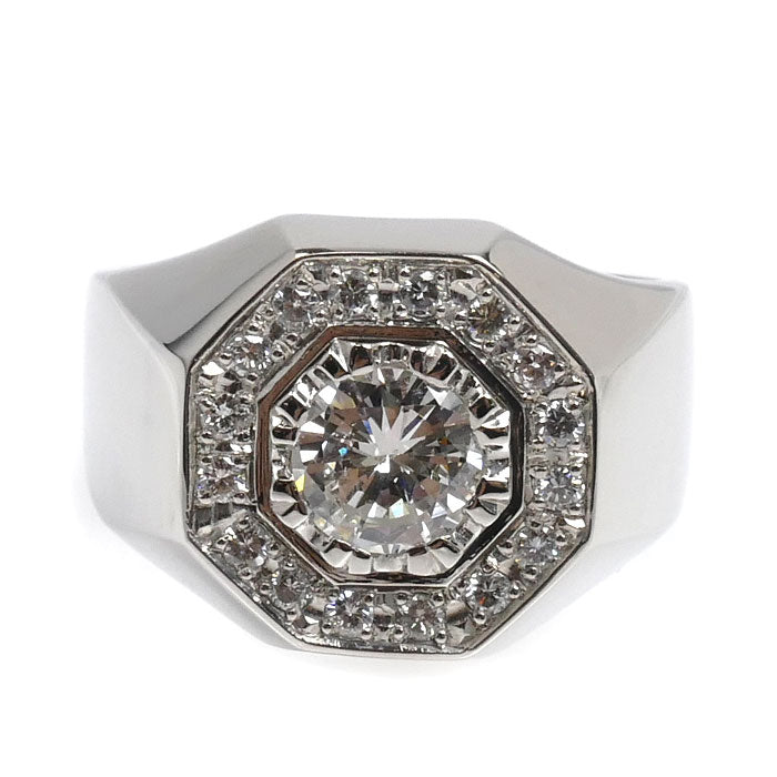 Pt900プラチナ リング・指輪 ダイヤモンド1.013ct/0.33ct 20号 28.4g メンズ【中古】【美品】