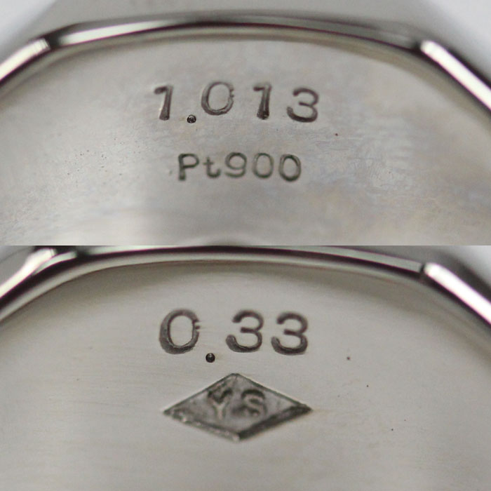 Pt900プラチナ リング・指輪 ダイヤモンド1.013ct/0.33ct 20号 28.4g メンズ【中古】【美品】
