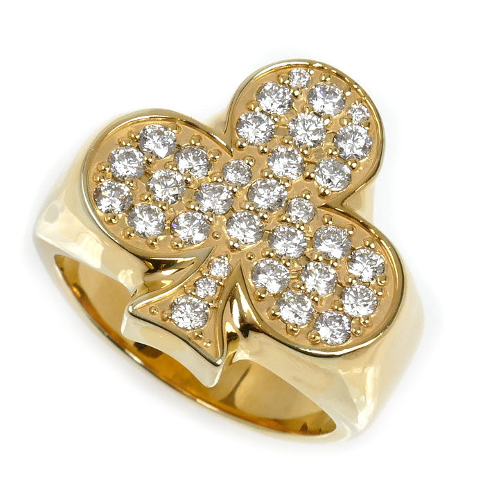 K10YG イエローゴールド クローバー リング・指輪 ダイヤモンド1.25ct 20号 19.4g ユニセックス【中古】