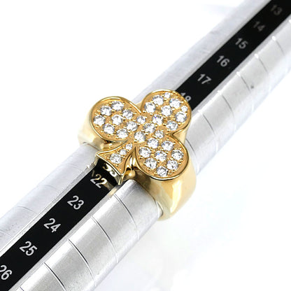 K10YG イエローゴールド クローバー リング・指輪 ダイヤモンド1.25ct 20号 19.4g ユニセックス【中古】
