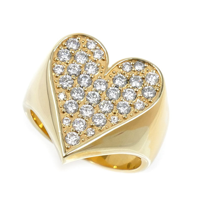 K10YG イエローゴールド ハート リング・指輪 ダイヤモンド1.15ct 20号 19.7g ユニセックス【中古】
