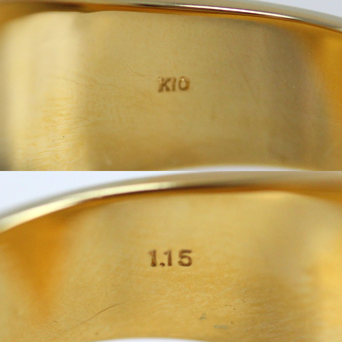 K10YG イエローゴールド ハート リング・指輪 ダイヤモンド1.15ct 20号 19.7g ユニセックス【中古】