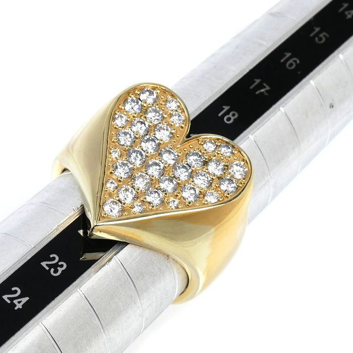 K10YG イエローゴールド ハート リング・指輪 ダイヤモンド1.15ct 20号 19.7g ユニセックス【中古】