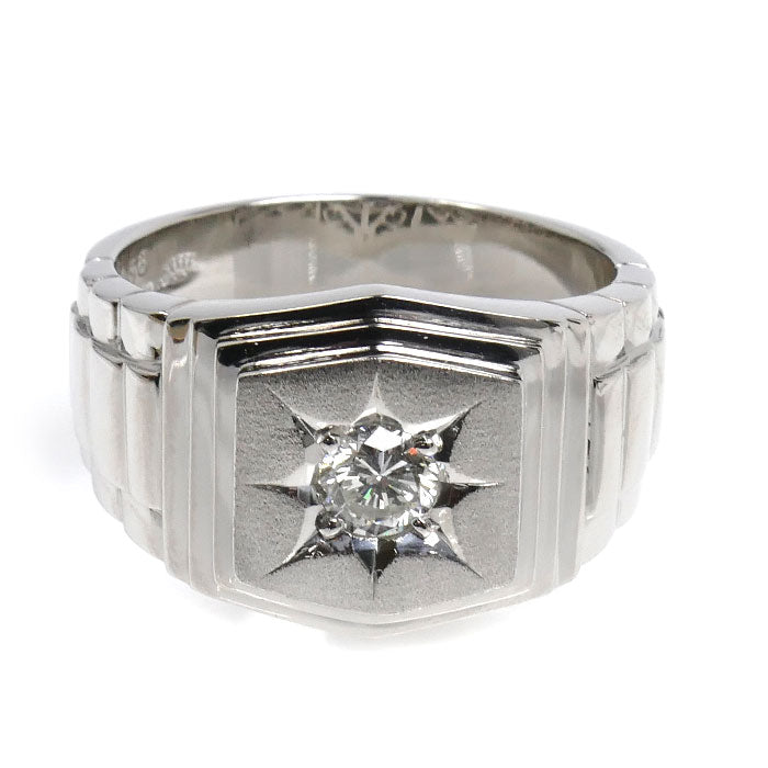 Pt900プラチナ リング・指輪 ダイヤモンド0.58ct 31.4g 28号 メンズ【中古】【美品】