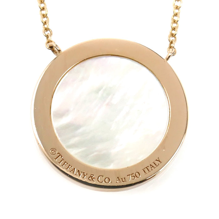 TIFFANY&Co. ティファニー K18PG ピンクゴールド T サークル ネックレス 64026801 ダイヤモンド シェル 4.4g 40.5/45.5cm レディース【中古】【美品】