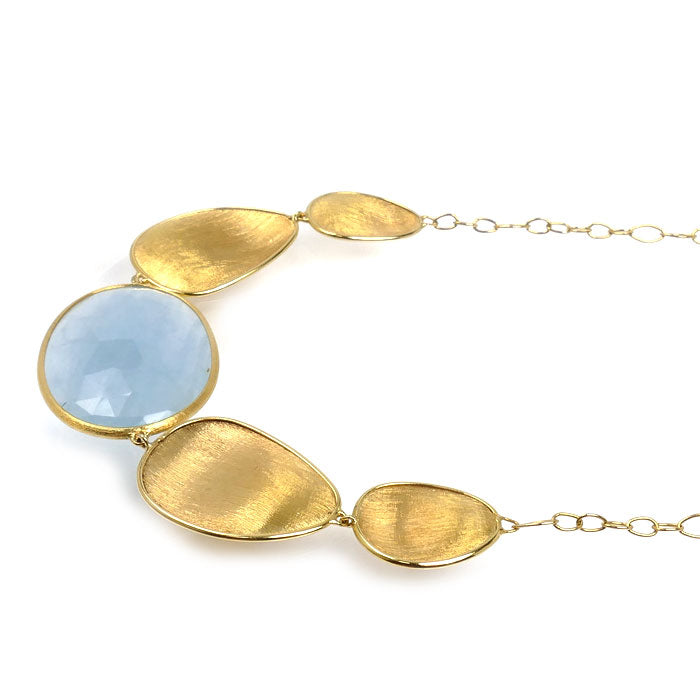 MARCO BICEGO K18YG イエローゴールド ルナリア ネックレス アクアマリン 9.7g 43/45cm レディース【中古】【美品】