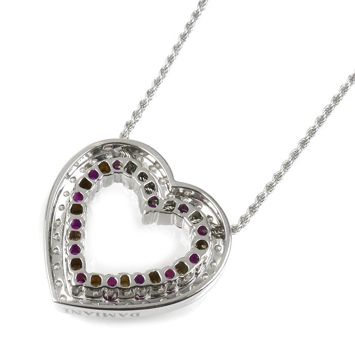 Damiani ダミアーニ K18WG ホワイトゴールド ベルエポック ハート ネックレス ダイヤモンド ルビー 14.5g 52cm レディース【中古】【美品】