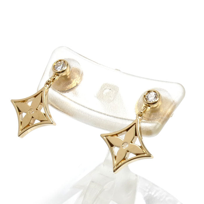 LOUIS VUITTON ルイ・ヴィトン K18YG イエローゴールド ピアス モノグラム･イディール ピアス Q96168 ダイヤモンド 2.6g セット売り レディース【中古】