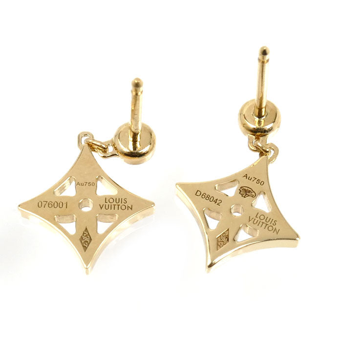 LOUIS VUITTON ルイ・ヴィトン K18YG イエローゴールド ピアス モノグラム･イディール ピアス Q96168 ダイヤモンド 2.6g セット売り レディース【中古】
