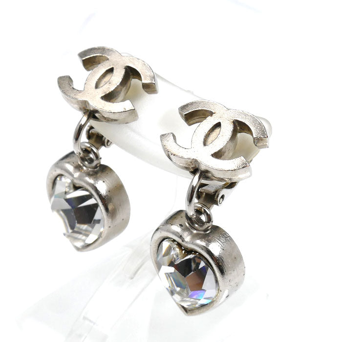 CHANEL シャネル メタル ココマーク ハート ラインストーン イヤリング 13.0g レディース【中古】