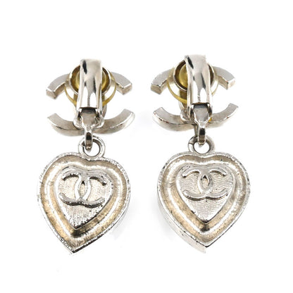 CHANEL シャネル メタル ココマーク ハート ラインストーン イヤリング 13.0g レディース【中古】