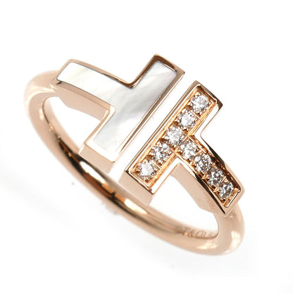 TIFFANY&Co. ティファニー K18PG ピンクゴールド Tワイヤー リング・指輪 ダイヤモンド シェル 9.5号 4.1g レディース【中古】【美品】