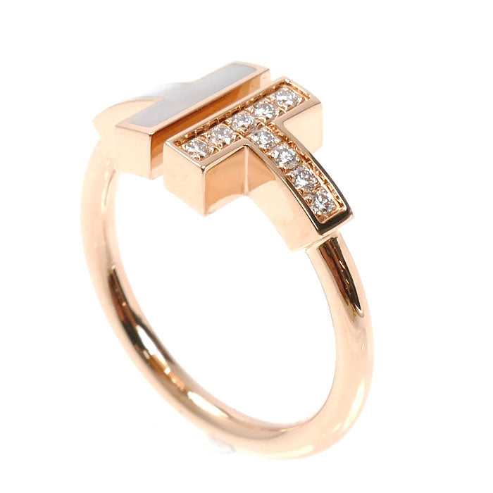 TIFFANY&Co. ティファニー K18PG ピンクゴールド Tワイヤー リング・指輪 ダイヤモンド シェル 9.5号 4.1g レディース【中古】【美品】