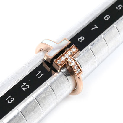 TIFFANY&Co. ティファニー K18PG ピンクゴールド Tワイヤー リング・指輪 ダイヤモンド シェル 9.5号 4.1g レディース【中古】【美品】
