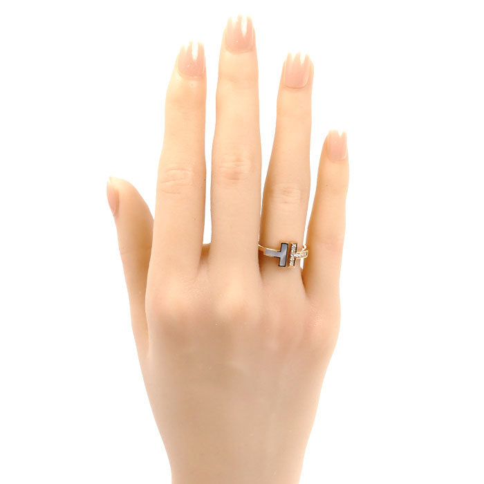 TIFFANY&Co. ティファニー K18PG ピンクゴールド Tワイヤー リング・指輪 ダイヤモンド シェル 9.5号 4.1g レディース【中古】【美品】