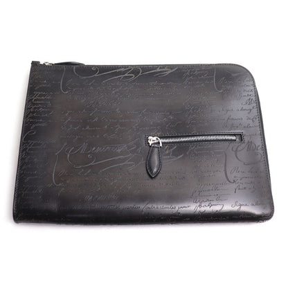 Berluti ベルルッティ NINO TGM クラッチバッグ NERO GRIGIO(ブラックグレー) カリグラフィ メンズ【中古】【美品】