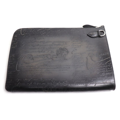 Berluti ベルルッティ NINO TGM クラッチバッグ NERO GRIGIO(ブラックグレー) カリグラフィ メンズ【中古】【美品】