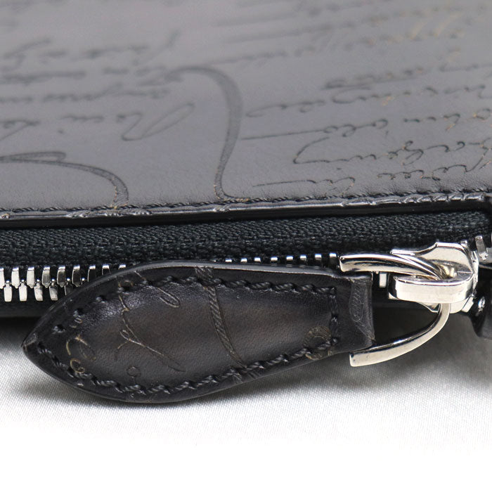 Berluti ベルルッティ NINO TGM クラッチバッグ NERO GRIGIO(ブラックグレー) カリグラフィ メンズ【中古】【美品】