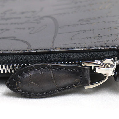 Berluti ベルルッティ NINO TGM クラッチバッグ NERO GRIGIO(ブラックグレー) カリグラフィ メンズ【中古】【美品】
