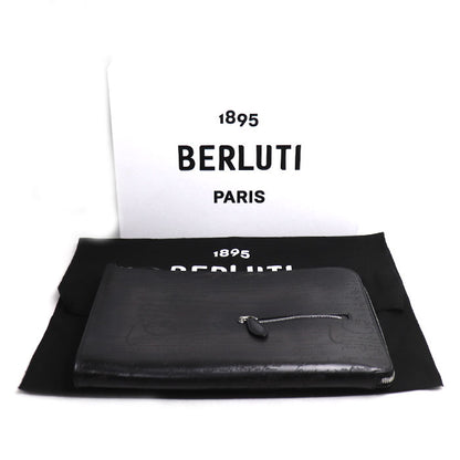 Berluti ベルルッティ NINO TGM クラッチバッグ NERO GRIGIO(ブラックグレー) カリグラフィ メンズ【中古】【美品】