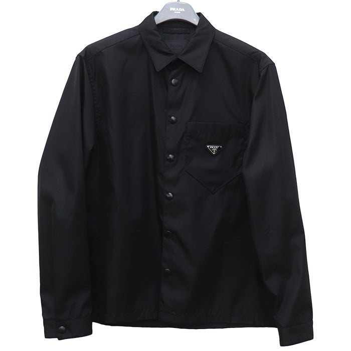 PRADA プラダ Re-Nylon シャツ 長袖シャツ ブラック SC514 S202 1WQ8 IC L メンズ【中古】【美品】