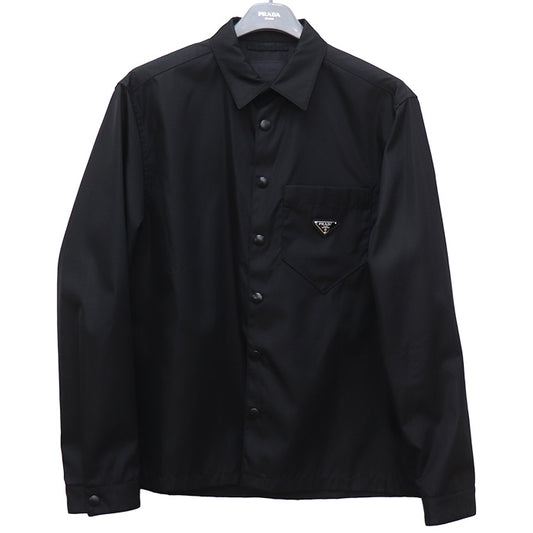 PRADA プラダ Re-Nylon シャツ 長袖シャツ ブラック SC514 S202 1WQ8 IC L メンズ【中古】【美品】