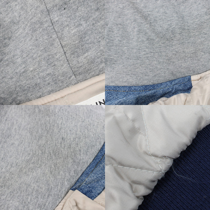 CELINE セリーヌ バーシティ ブルゾン デニムジャケット ブルー ホワイト グレー 2Q563206T XL フード ボンバージャケット メンズ【中古】