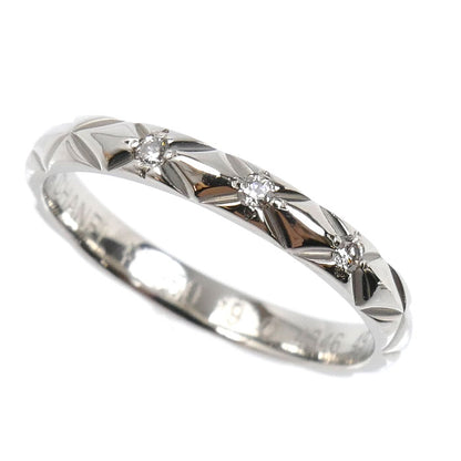 CHANEL シャネル Pt950プラチナ マトラッセ 3Pダイヤ リング・指輪 J2821 ダイヤモンド 9号 49 2.7g レディース【中古】【美品】